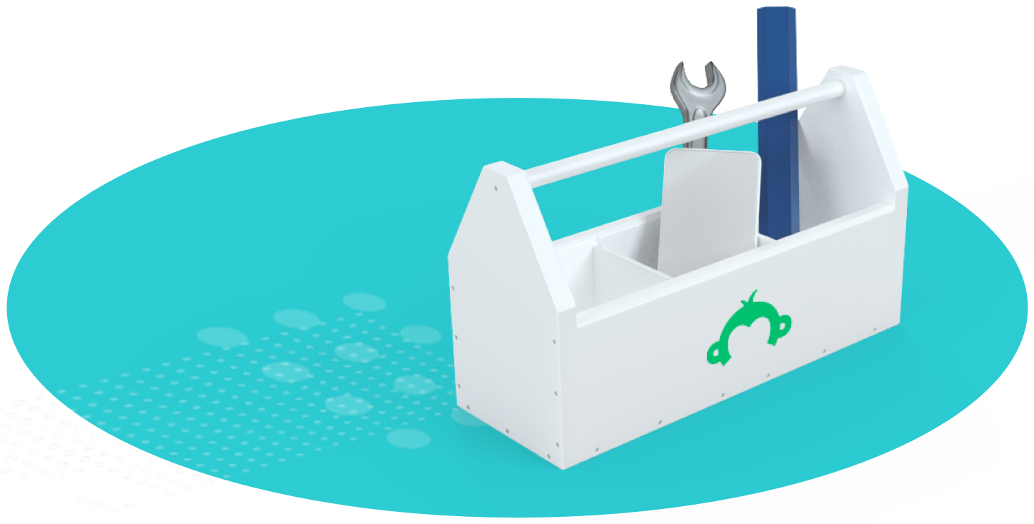 Box of tools with SurveyMonkey logo